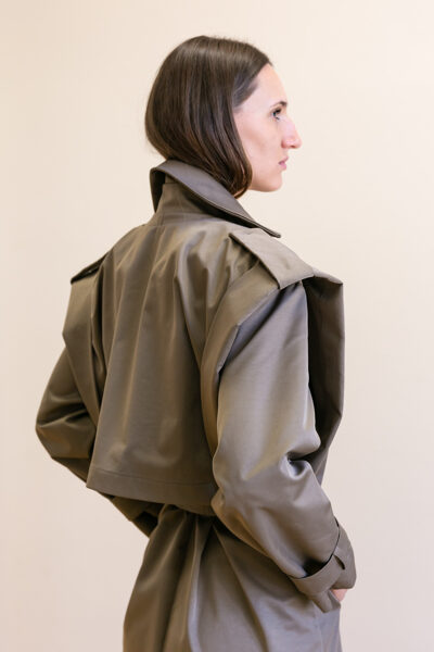 The coat with distinctive shoulders 